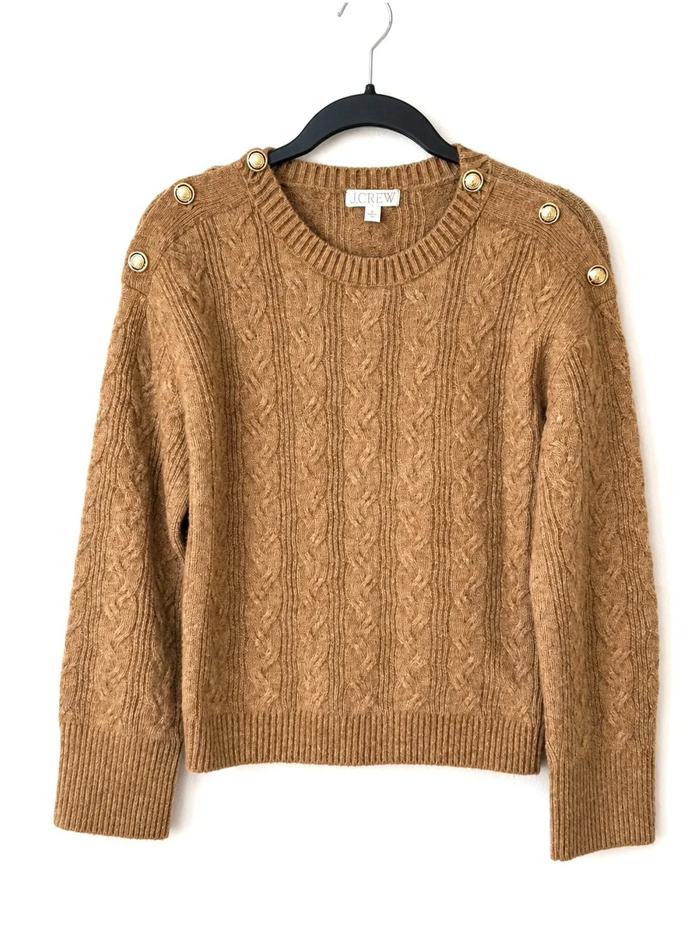 J.Crew Cable-Knit Shoulder-Button Sweater in Supersoft Yarn Size S